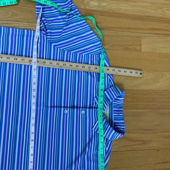 Donald Ross Polo Shirt Golf Men’s Light Blue Pink Stripe Casual (L) - Picture 6 of 6